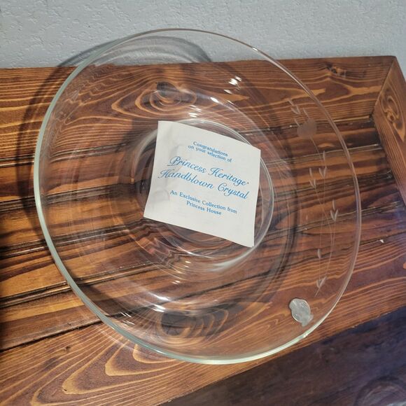 Princess House Clear Crystal Chip N Dip Bowl Handblown Cut Heritage Pattern 401 - Picture 2 of 7